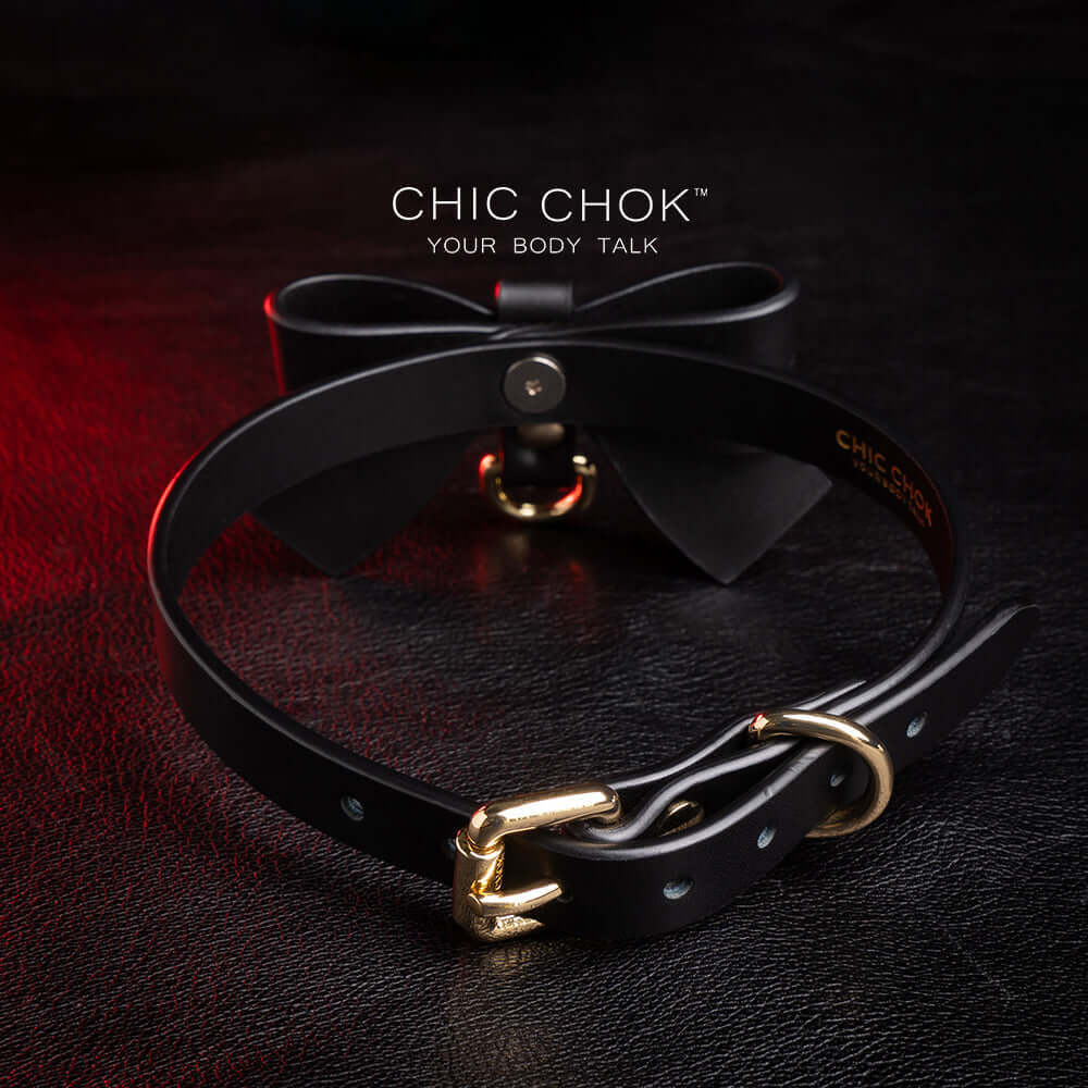 chicchok fristlove black collar, Butterfly necklace High-quality leather, handmade