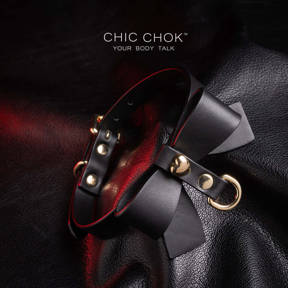 chicchok fristlove black collar, Butterfly necklace High-quality leather, handmade