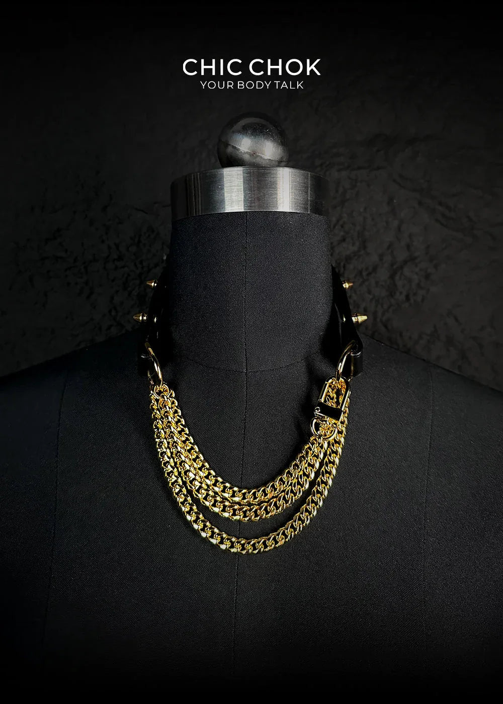 CHICCHOK [Spiked Breathless] Black Choker With Spikes Stylish Pulling Choker Necklace Spikes - CHICCHOK - Choker