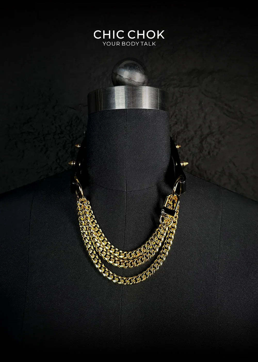 CHICCHOK [Spiked Breathless] Black Choker With Spikes Stylish Pulling Choker Necklace Spikes - CHICCHOK - Choker
