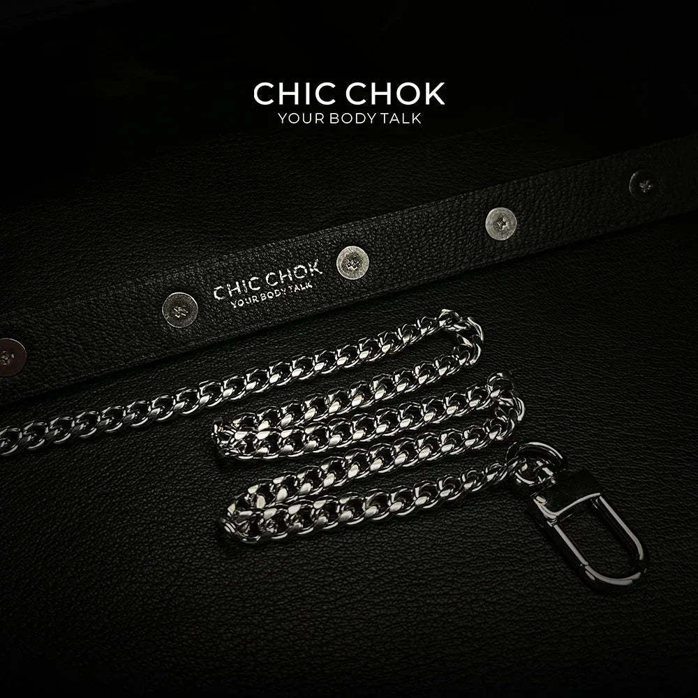 CHICCHOK [Spiked Breathless] Black Choker With Spikes Stylish Pulling Choker Necklace Spikes - CHICCHOK - Choker