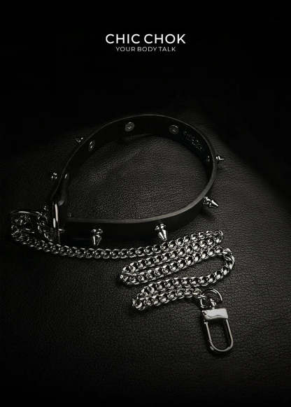 CHICCHOK [Spiked Breathless] Black Choker With Spikes Stylish Pulling Choker Necklace Spikes - CHICCHOK - Choker