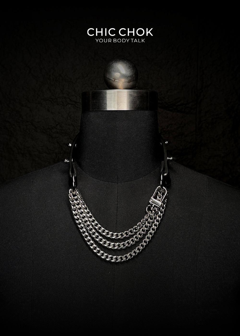 CHICCHOK [Spiked Breathless] Black Choker With Spikes Stylish Pulling Choker Necklace Spikes - CHICCHOK - Choker