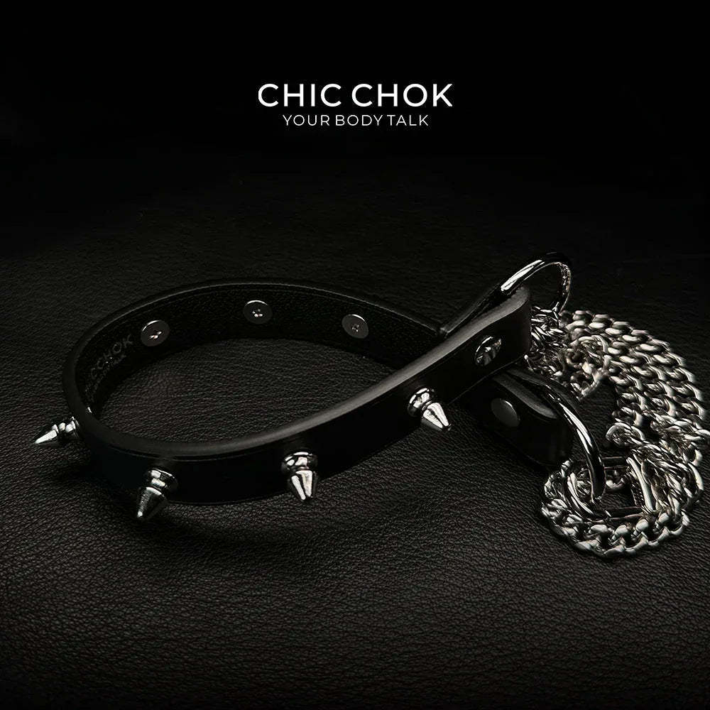 CHICCHOK [Spiked Breathless] Black Choker With Spikes Stylish Pulling Choker Necklace Spikes - CHICCHOK - Choker