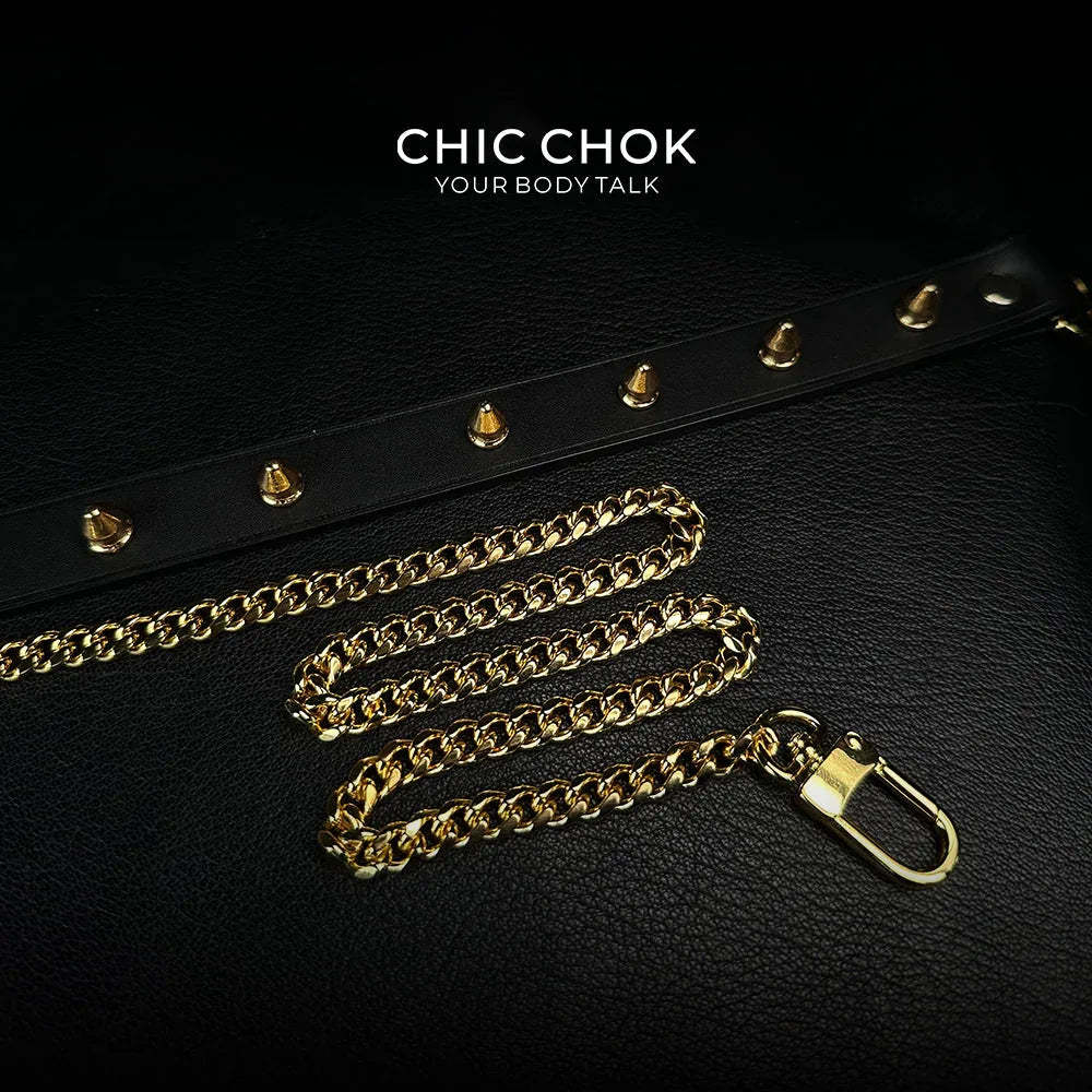 CHICCHOK [Spiked Breathless] Black Choker With Spikes Stylish Pulling Choker Necklace Spikes - CHICCHOK - Choker