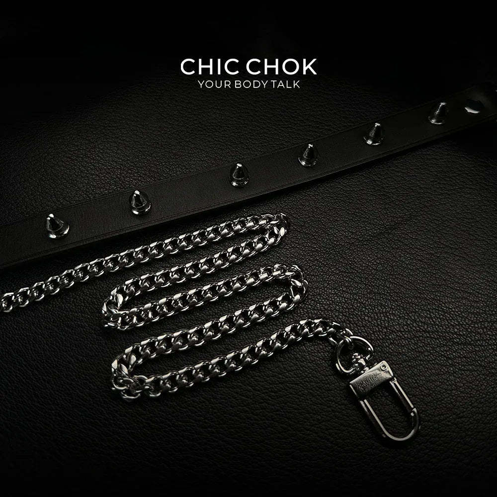 CHICCHOK [Spiked Breathless] Black Choker With Spikes Stylish Pulling Choker Necklace Spikes - CHICCHOK - Choker