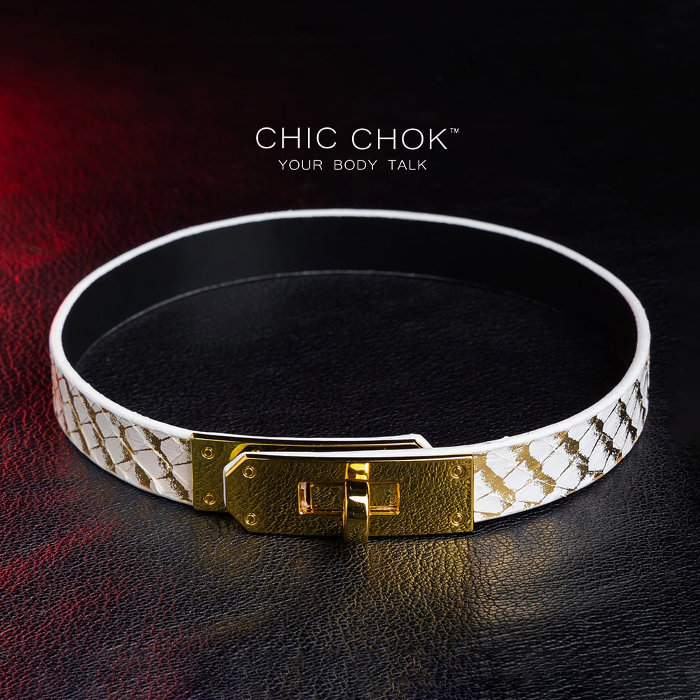chicchok Isolation Collar Simple wear, high-end feel, luxurious details, handmade, python leather, adjustable design.