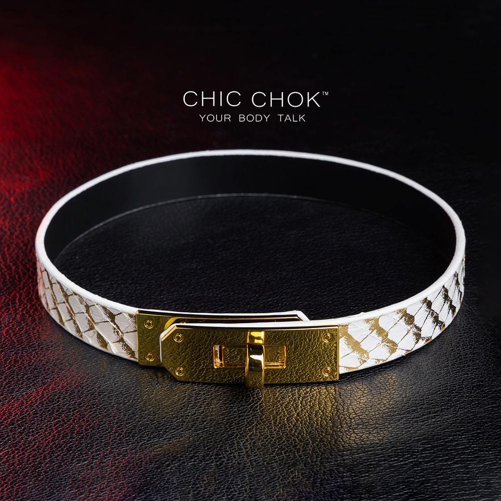 chicchok Isolation Collar Simple wear, high-end feel, luxurious details, handmade, python leather, adjustable design.