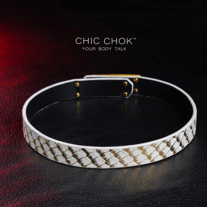 chicchok Isolation Collar Simple wear, high-end feel, luxurious details, handmade, python leather, adjustable design.