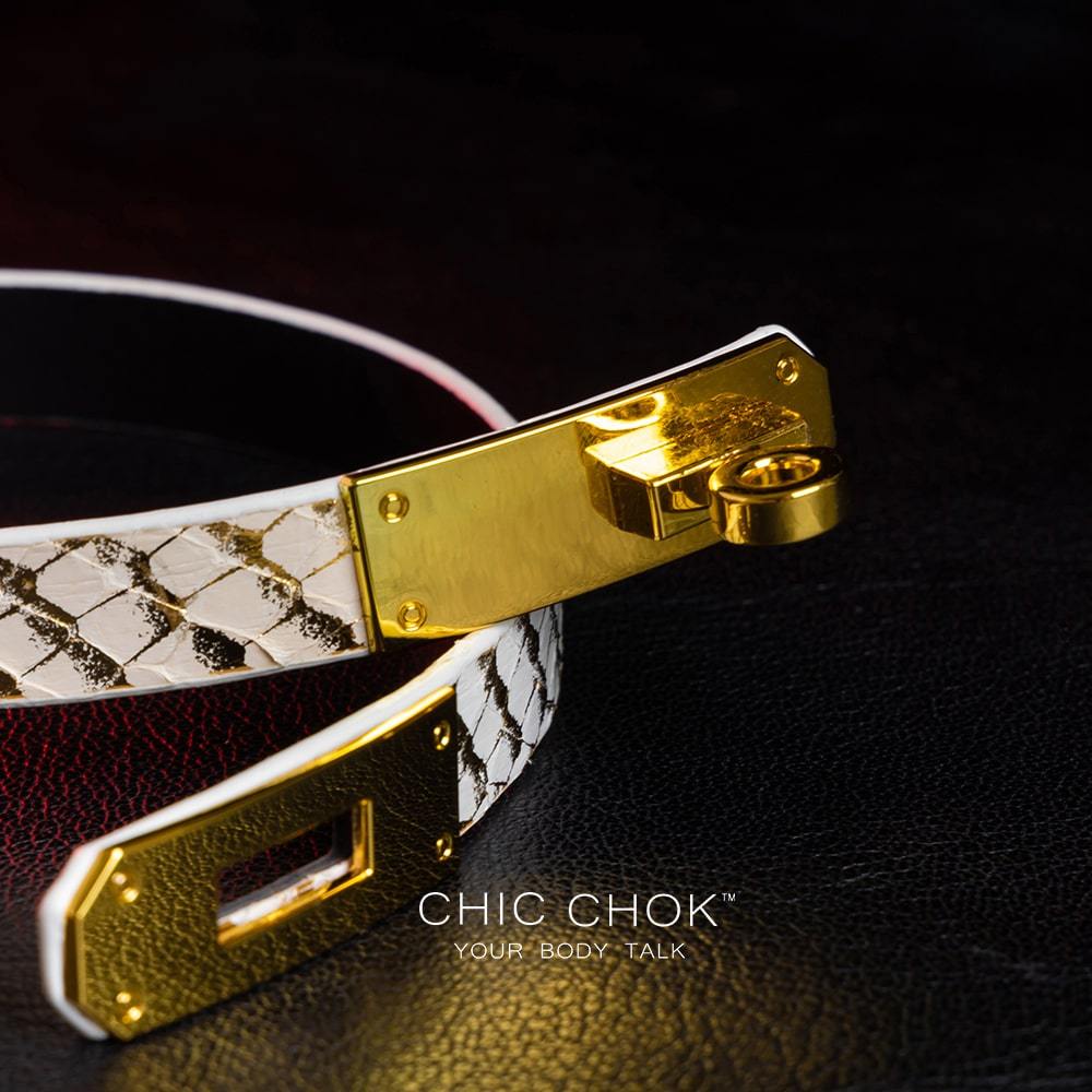 chicchok Isolation Collar Simple wear, high-end feel, luxurious details, handmade, python leather, adjustable design.