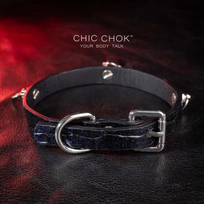 CHICCHOK [Morticia] - Shimmering Alligator Goth Cross Style Fashion Adjustable Choker - CHICCHOK