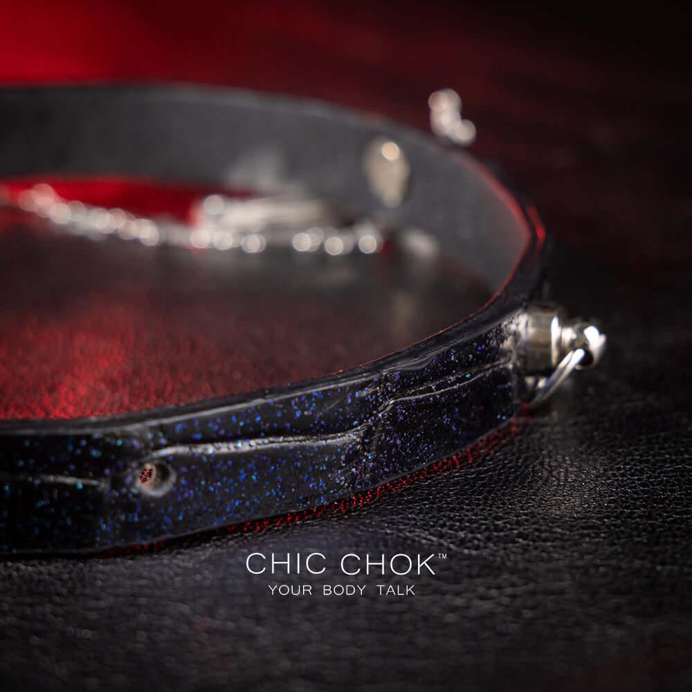 CHICCHOK [Morticia] - Shimmering Alligator Goth Cross Style Fashion Adjustable Choker - CHICCHOK