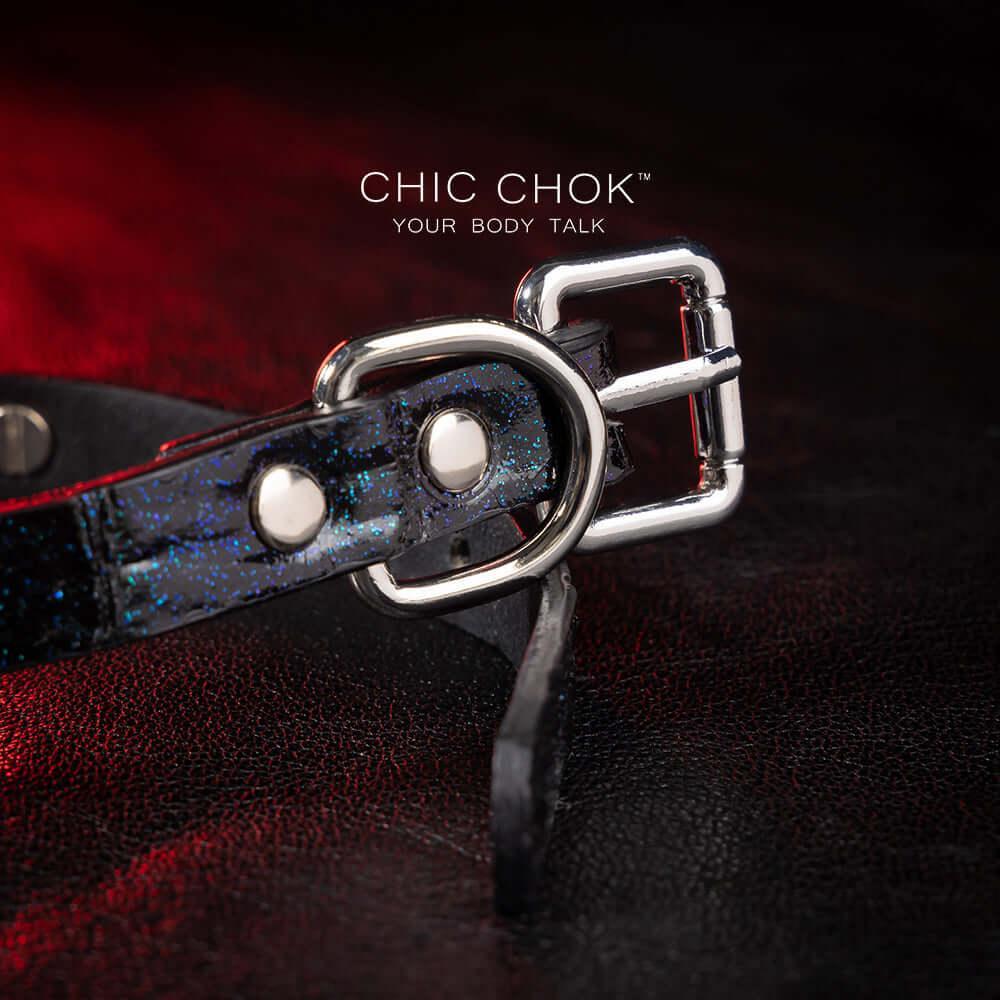 CHICCHOK [Morticia] - Shimmering Alligator Goth Cross Style Fashion Adjustable Choker - CHICCHOK