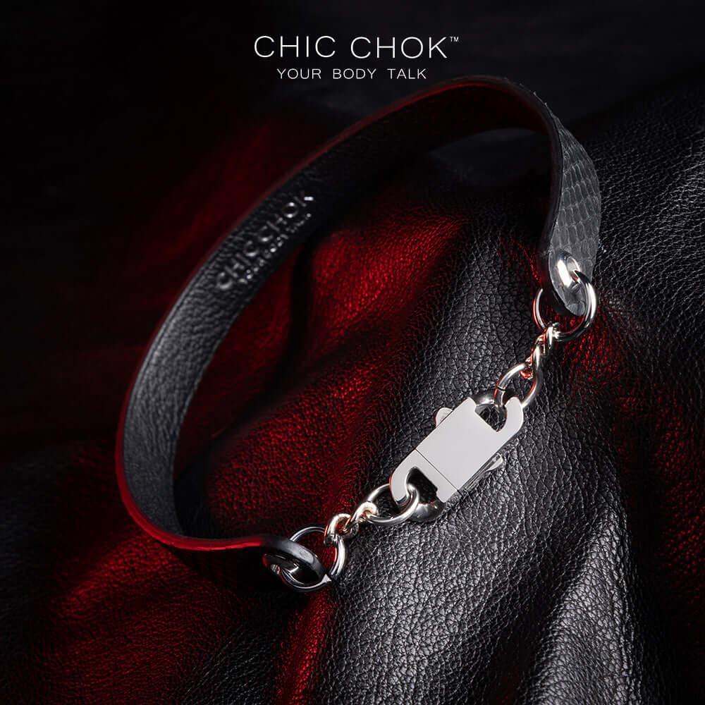 CHICCHOK [Night Watchman] - Black Python Fashion Front Lobster Clasp Daily Choker - CHICCHOK
