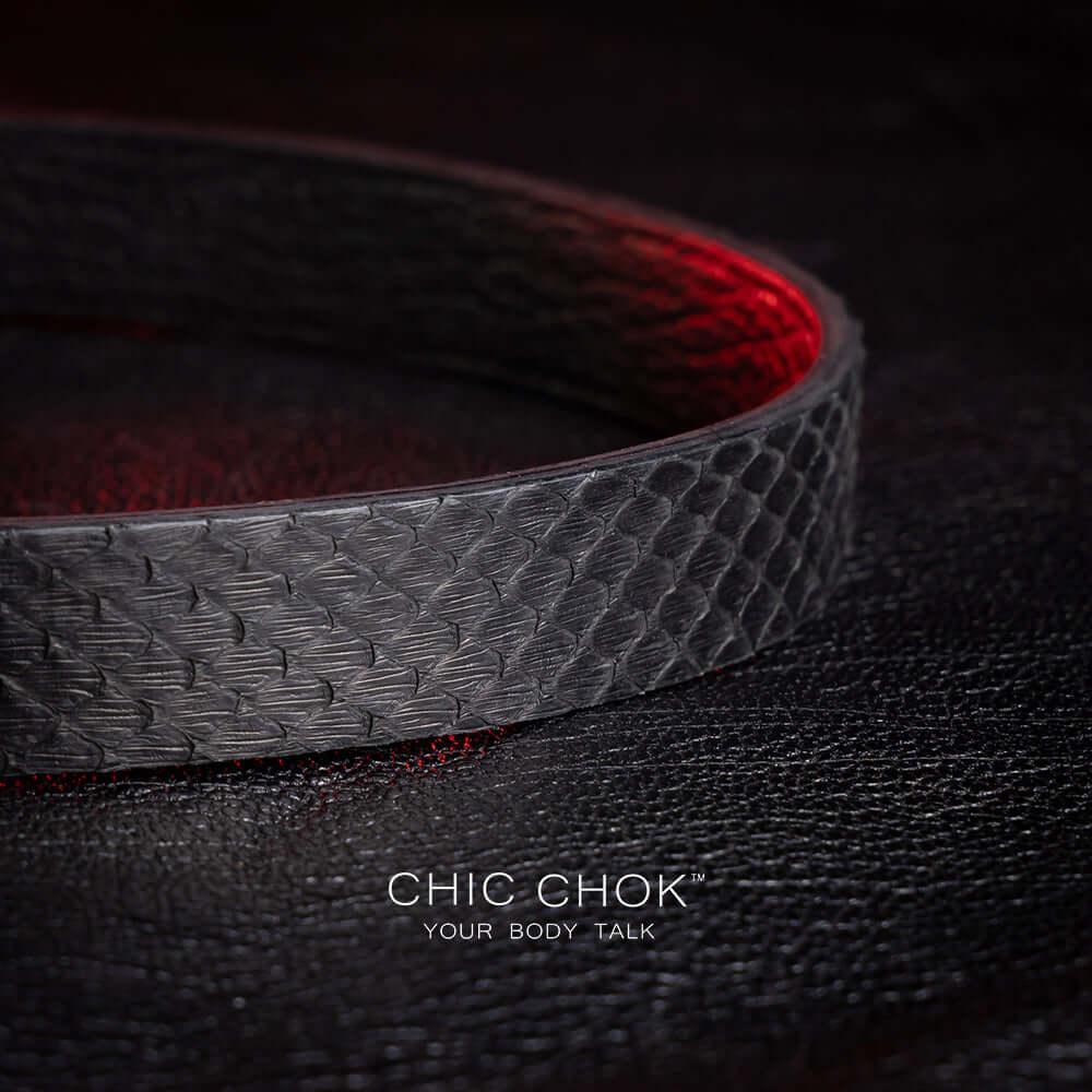 CHICCHOK [Night Watchman] - Black Python Fashion Front Lobster Clasp Daily Choker - CHICCHOK