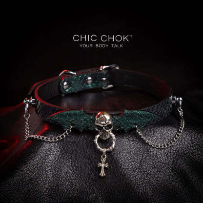 CHICCHOK [Nocturne-Collar] Leather necklace, Gothic style. Handmade, unique style