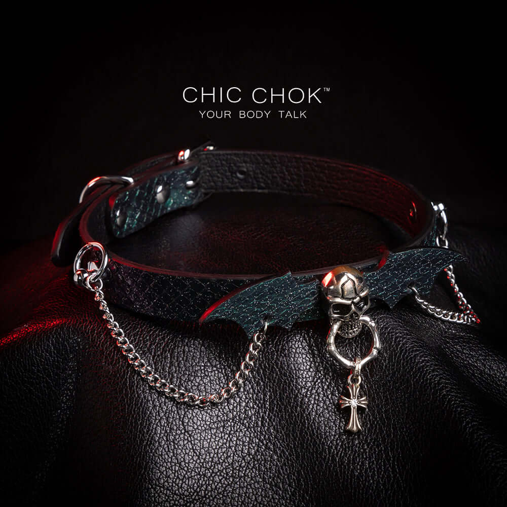 CHICCHOK [Nocturne-Collar] Leather necklace, Gothic style. Handmade, unique style