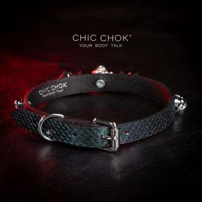 CHICCHOK [Gothic Nocturne] - Choker, Dark Theme, Silver Skull - CHICCHOK