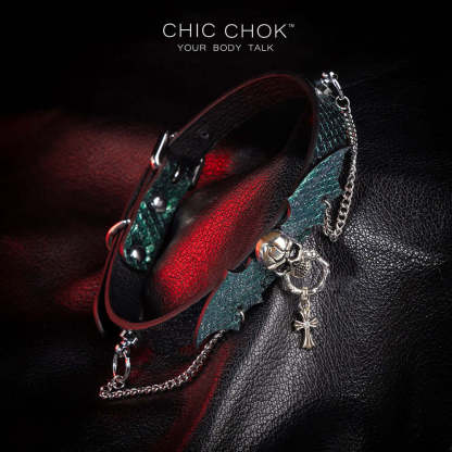 CHICCHOK [Nocturne-Collar] Leather necklace, Gothic style. Handmade, unique style
