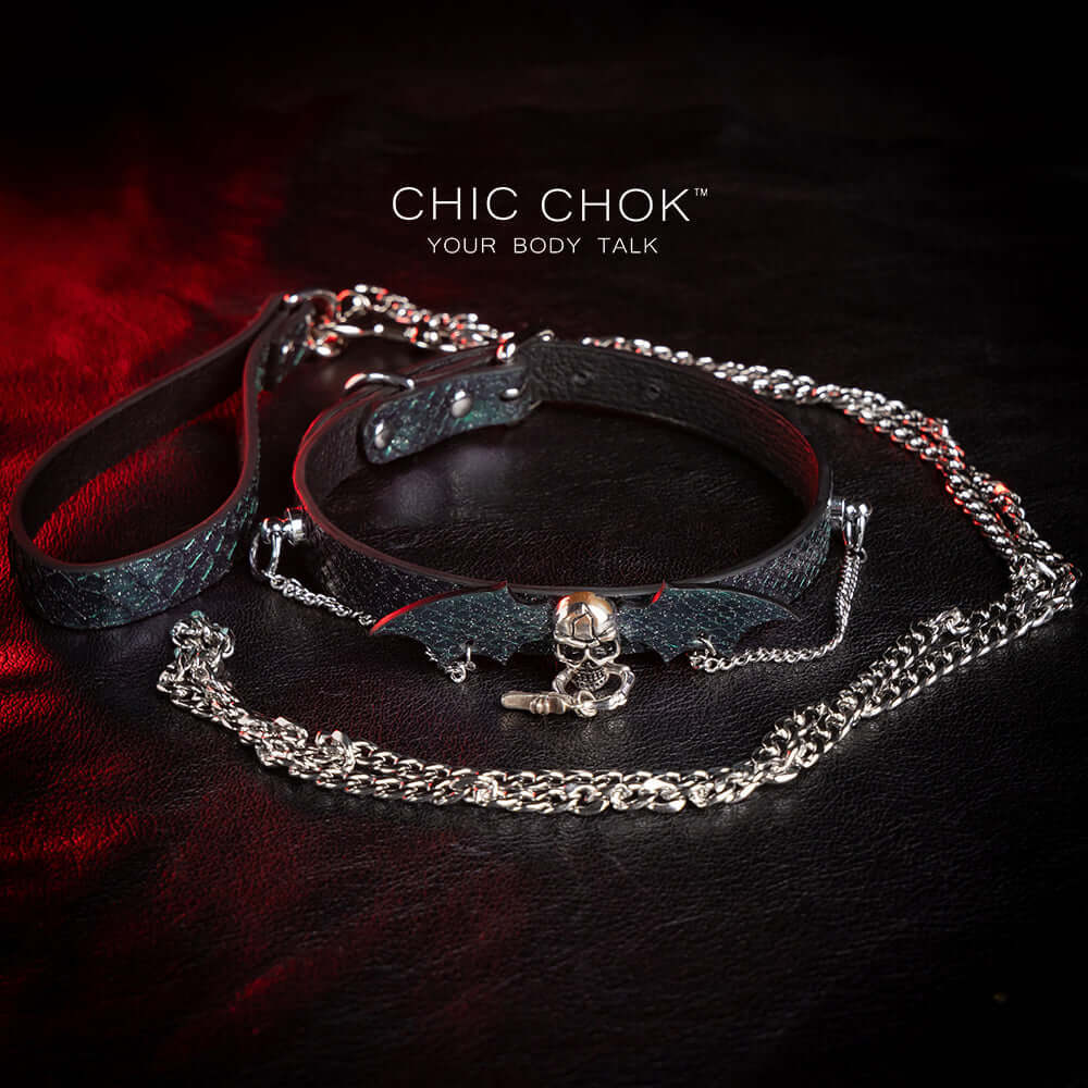 CHICCHOK [Nocturne-Collar] Leather necklace, Gothic style. Handmade, unique style