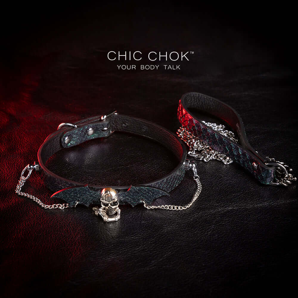 CHICCHOK [Nocturne-Collar] Leather necklace, Gothic style. Handmade, unique style