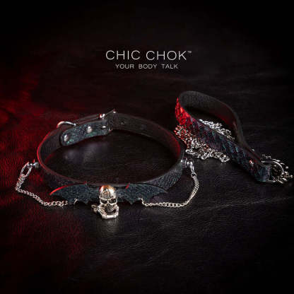 CHICCHOK [Nocturne-Collar] Leather necklace, Gothic style. Handmade, unique style