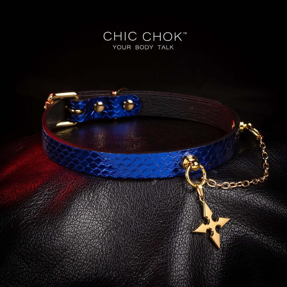 CHICCHOK [Star] - Sapphire Blue Python Hide Fashion Adjustable Choker - CHICCHOK