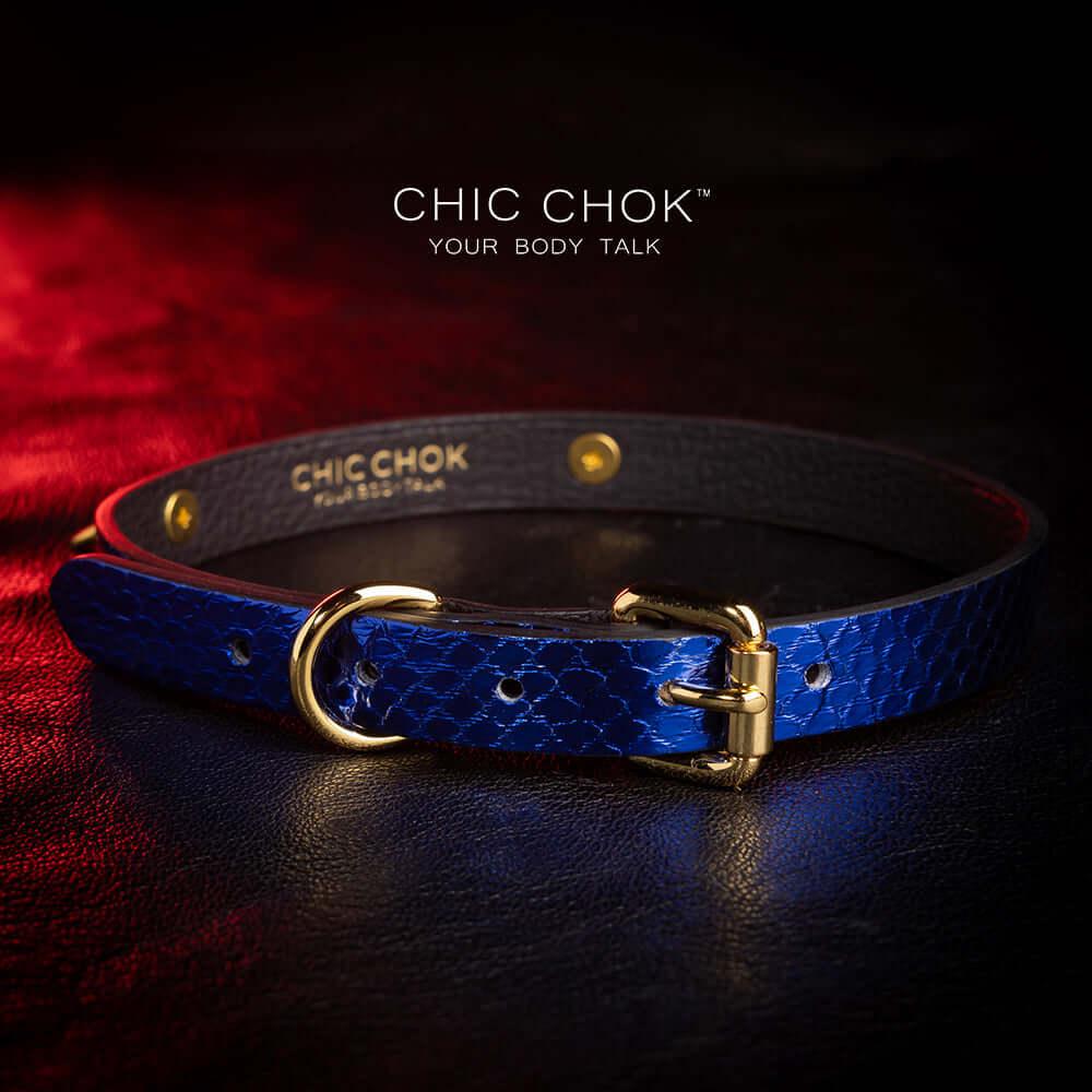 CHICCHOK [Star] - Sapphire Blue Python Hide Fashion Adjustable Choker - CHICCHOK
