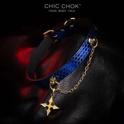 CHICCHOK [Star] - Sapphire Blue Python Hide Fashion Adjustable Choker - CHICCHOK
