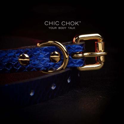 CHICCHOK [Star] - Sapphire Blue Python Hide Fashion Adjustable Choker - CHICCHOK