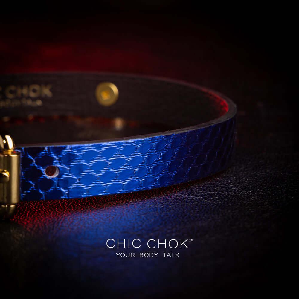 CHICCHOK [Star] - Sapphire Blue Python Hide Fashion Adjustable Choker - CHICCHOK