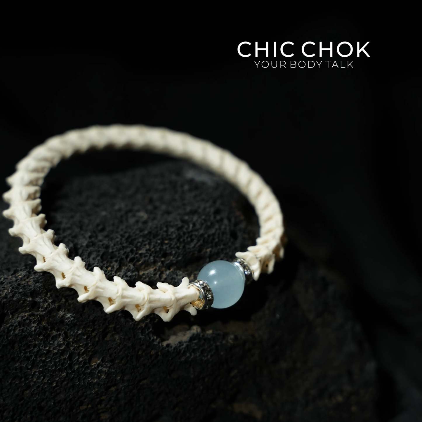 Snake Bone Light Blue Bracelet