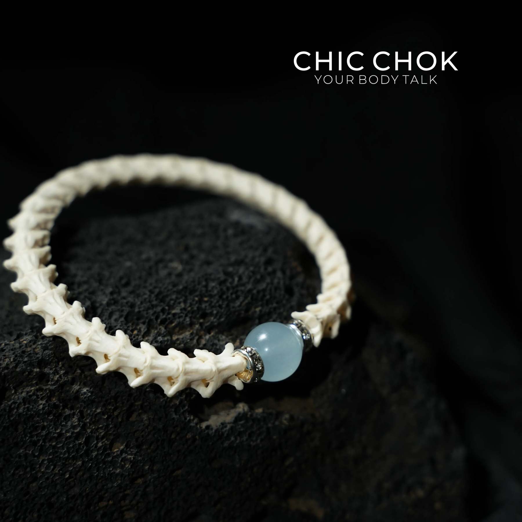 Snake Bone Light Blue Bracelet