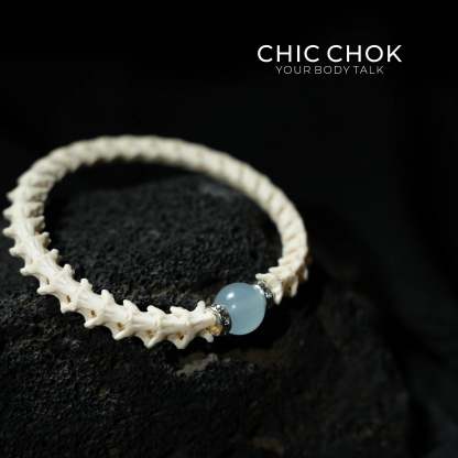 Snake Bone Light Blue Bracelet