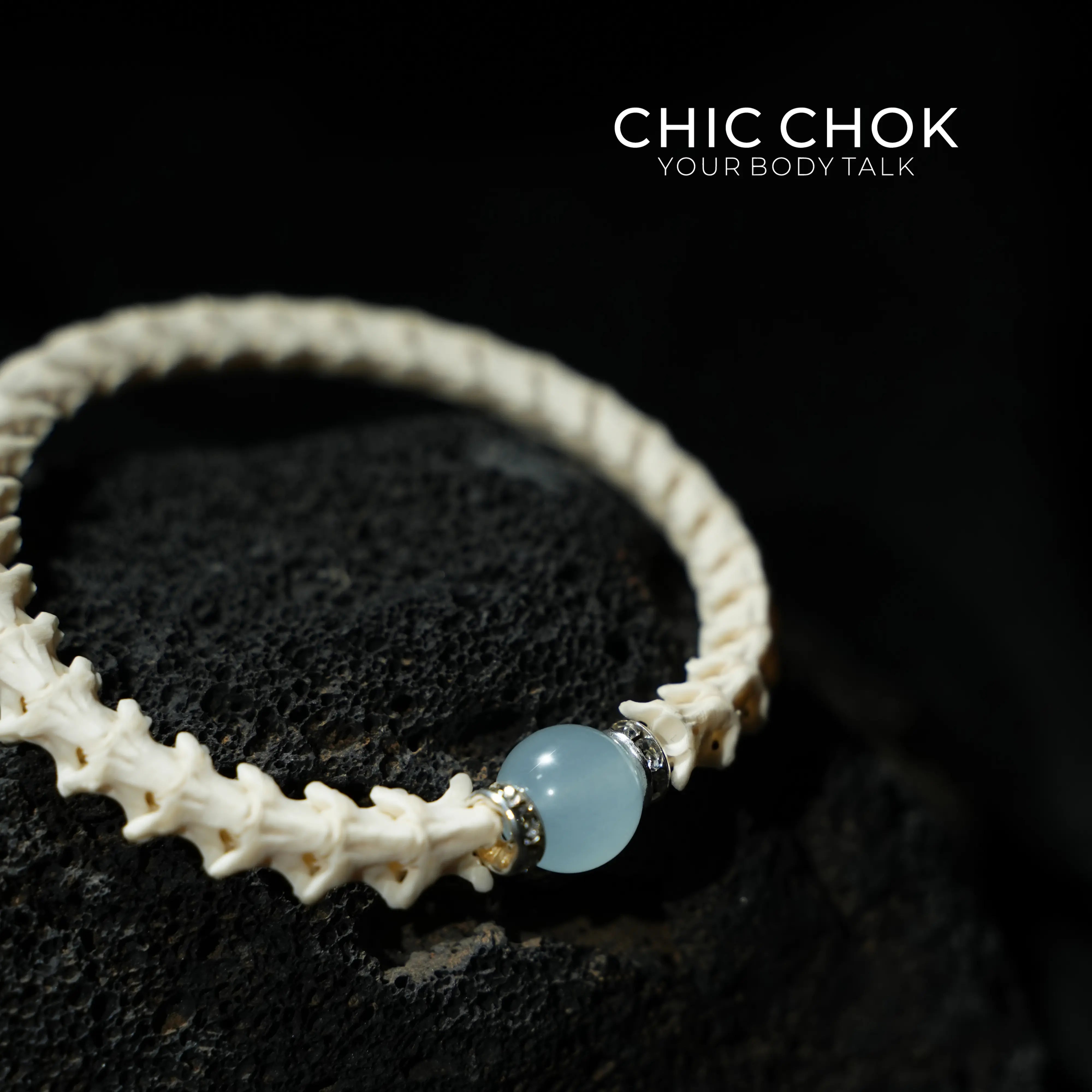 Snake Bone Light Blue Bracelet