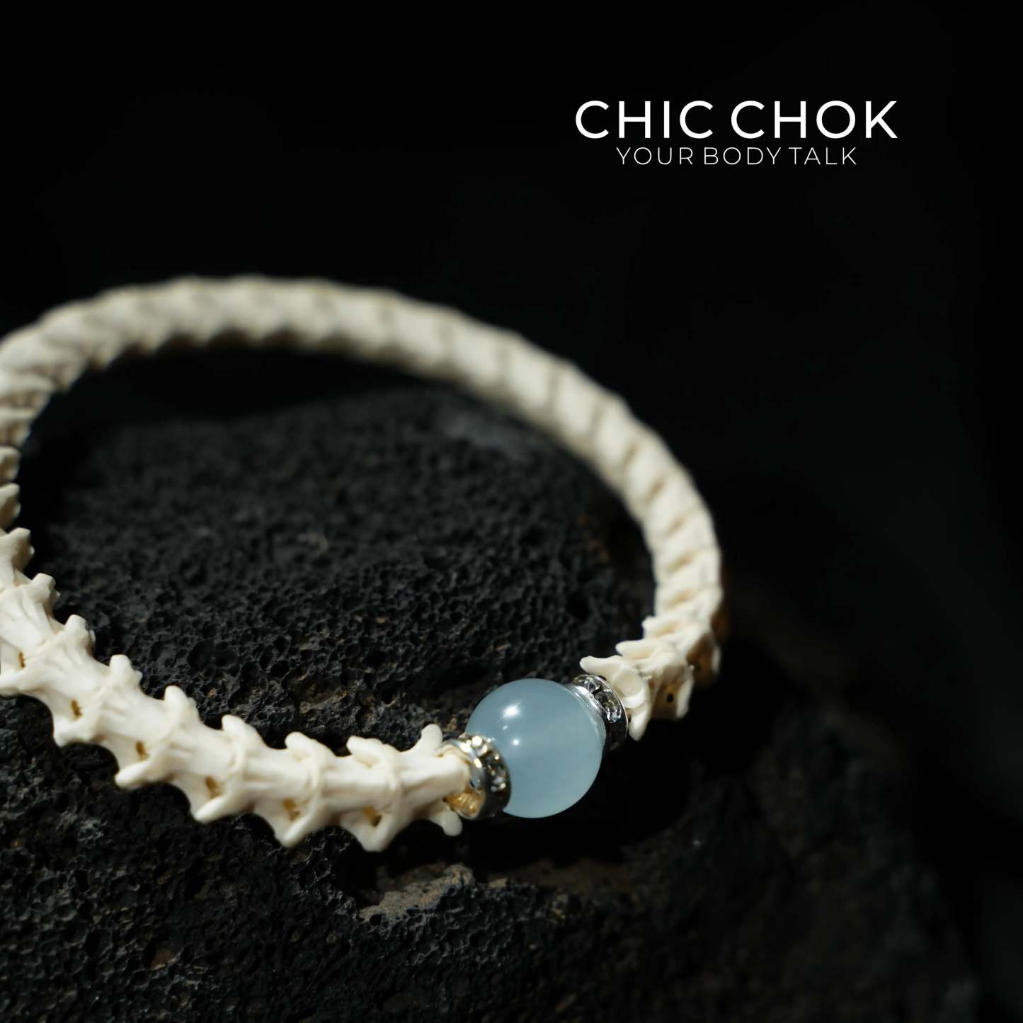 Snake Bone Light Blue Bracelet