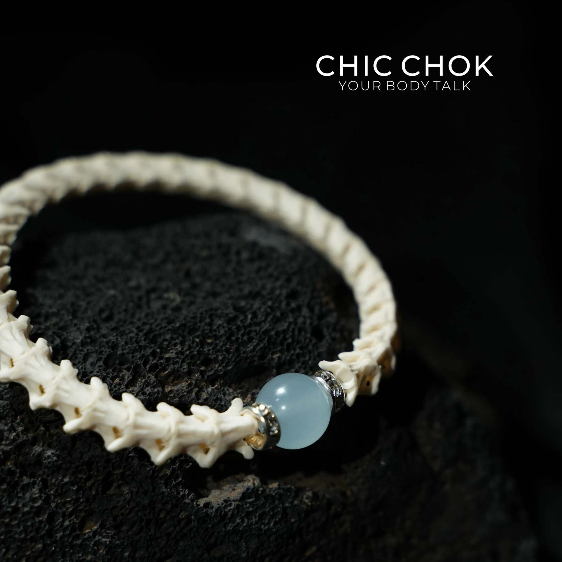 Snake Bone Light Blue Bracelet