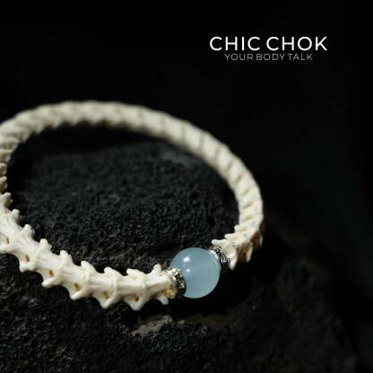 Snake Bone Light Blue Bracelet