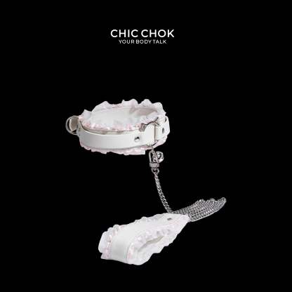 CHICCHOK [Kitty Love] Kitty Themed Cute Lovely Leather Lace with Bell Adjustable Choker - CHICCHOK