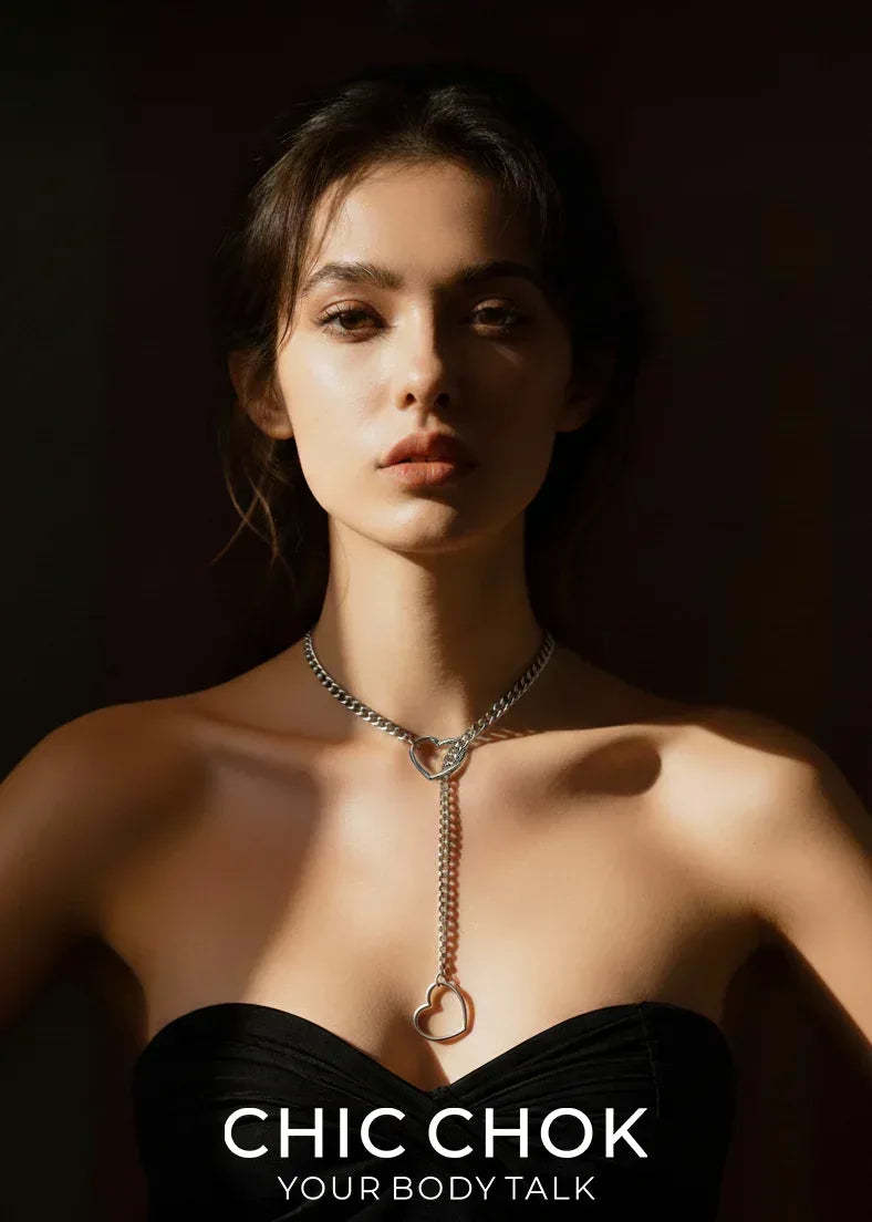 CHICCHOK [MeowChain] Heart O-ring Cuban chain necklace - CHICCHOK - Choker