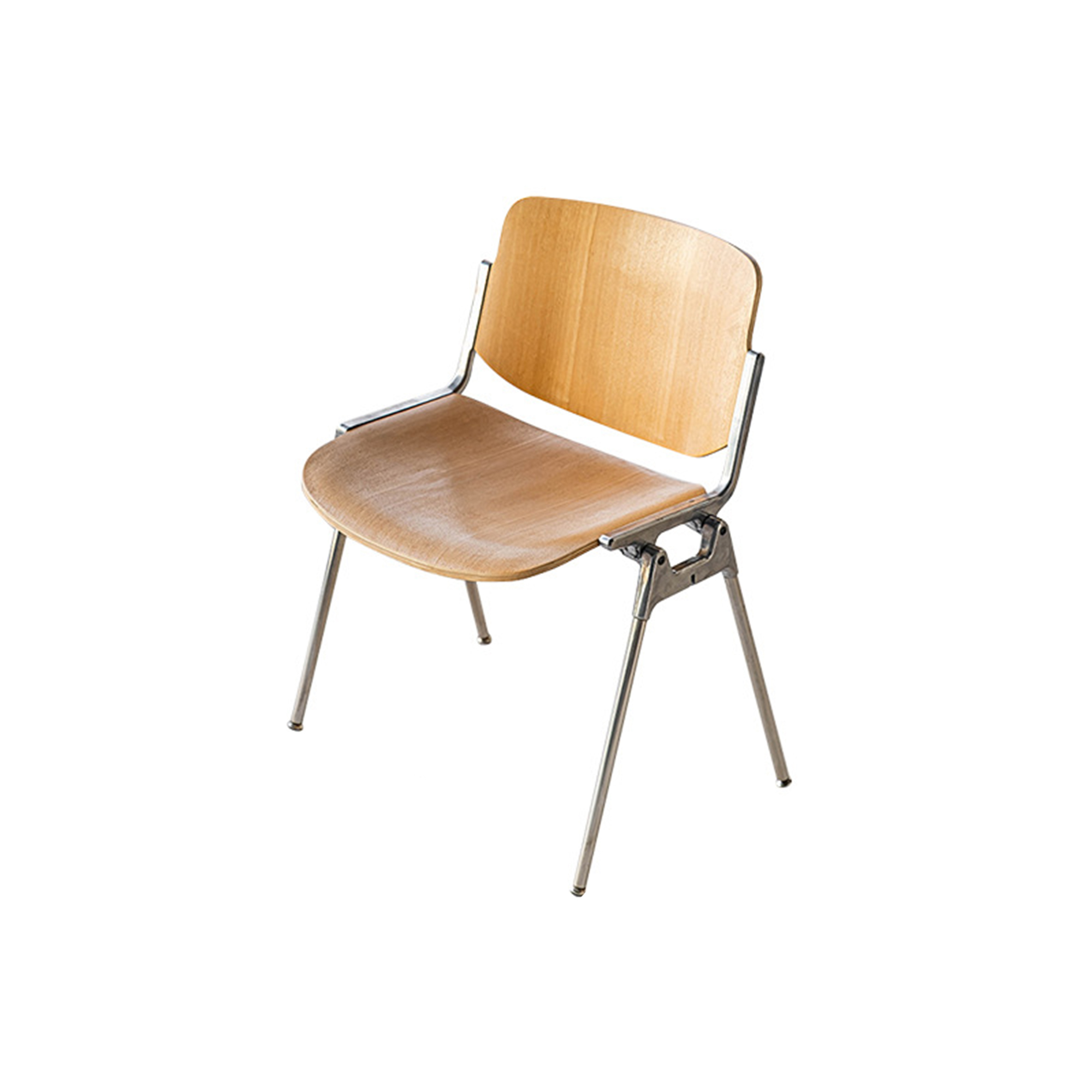 Industrial-Style Cafe Chair, Solid Wood & Stainless Steel, 33.9" x 15.7" x 19.7" 