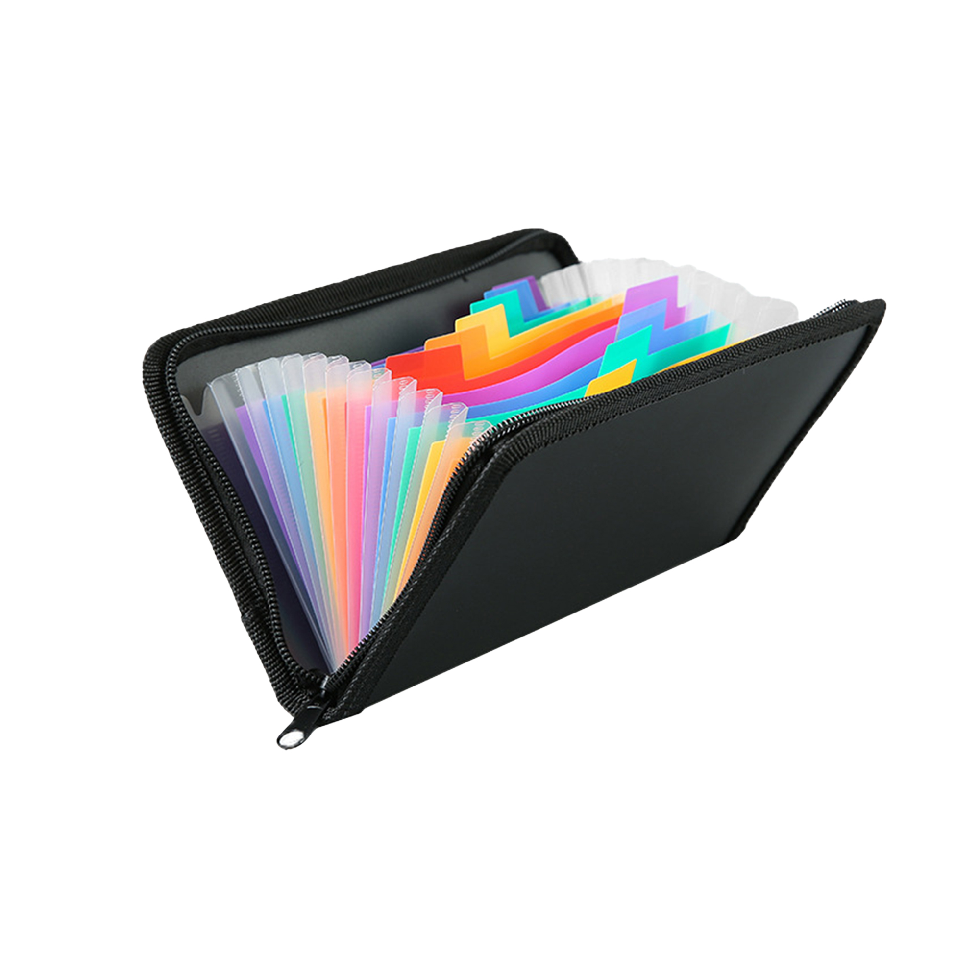 Cross-border zipper bill bag rainbow accordion bag A6 mini 13-grid bill business card storage book pp portable (5.1" x 0.8" x 8.3")