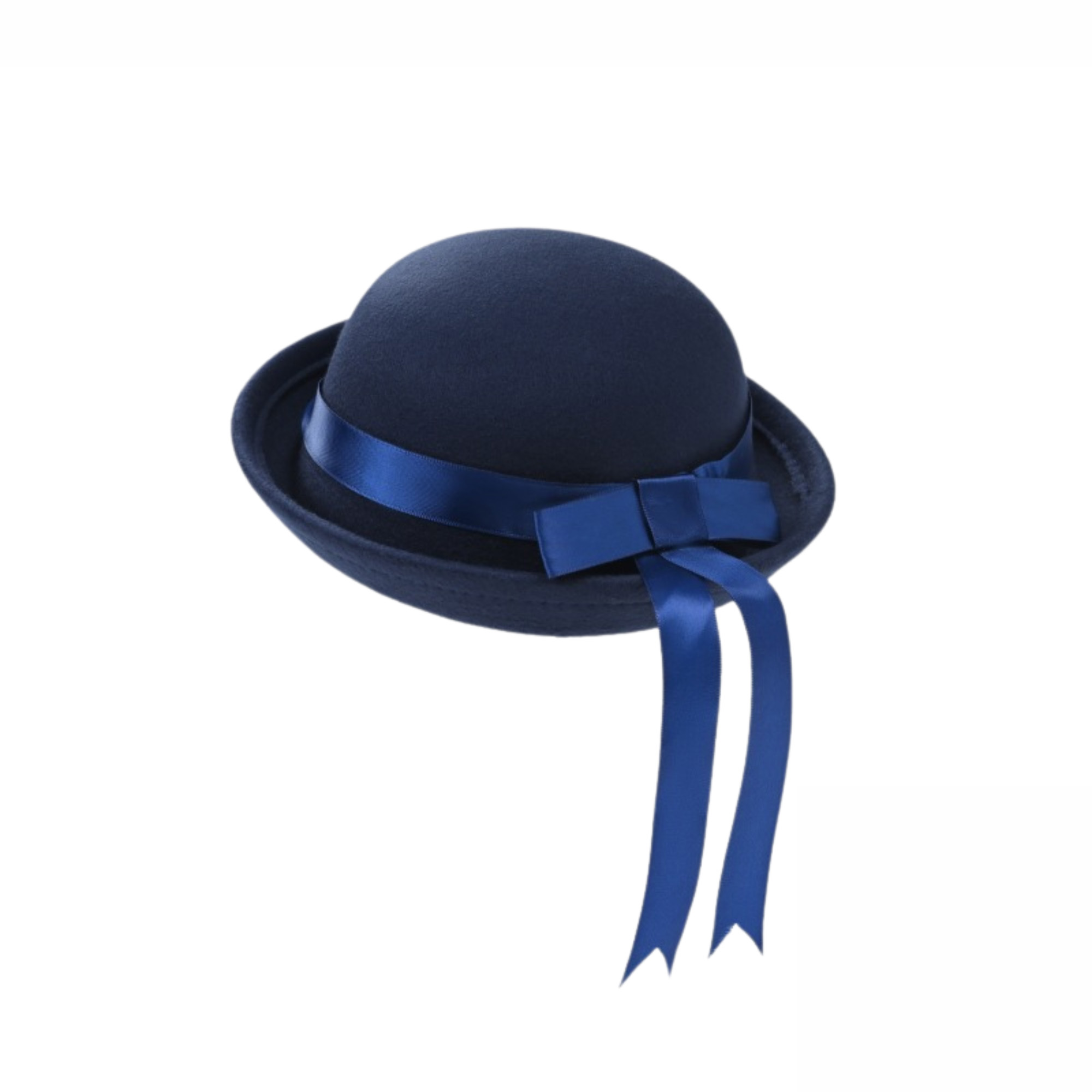 Japanese Style Round Woolen Hat with Ribbon. 22.0"