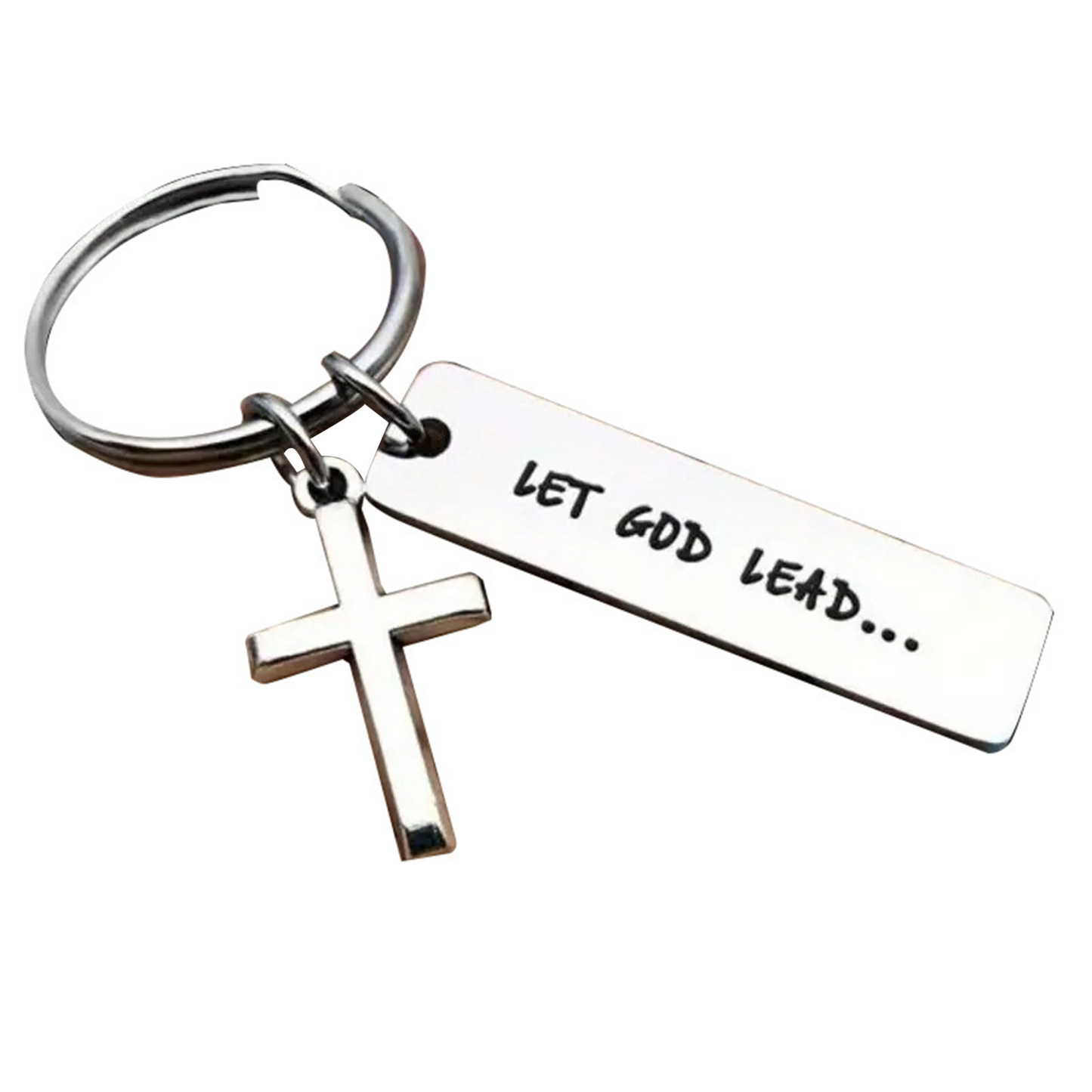 Stainless Steel Keychain with Religious Message 2.0" x 0.5"