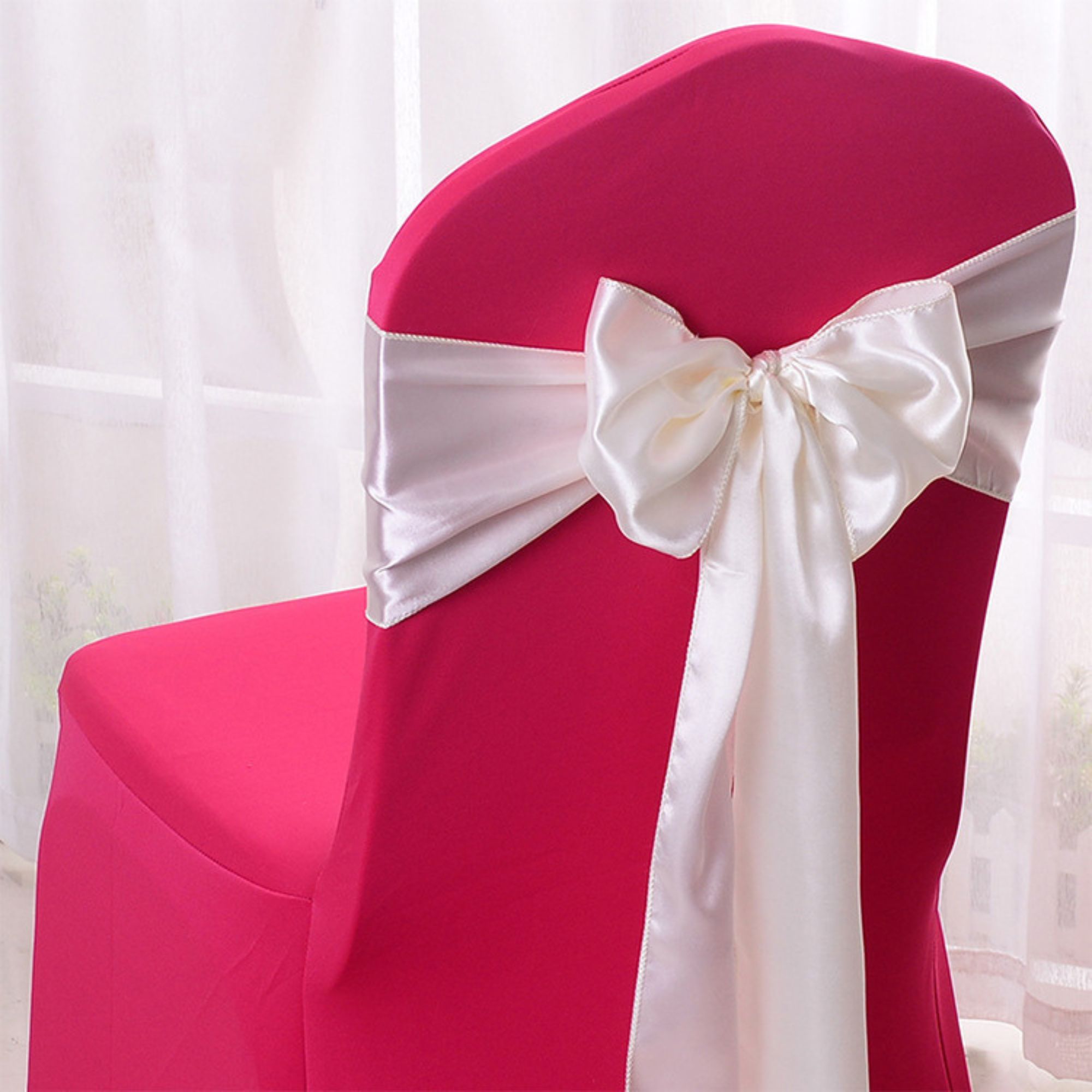 Exquisite satin ribbon chair cover 6.7" x 108.3"