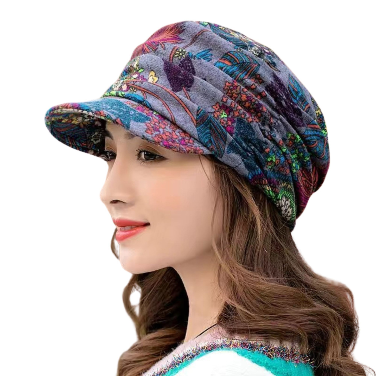 Floral Patterned Soft-Brim Hat