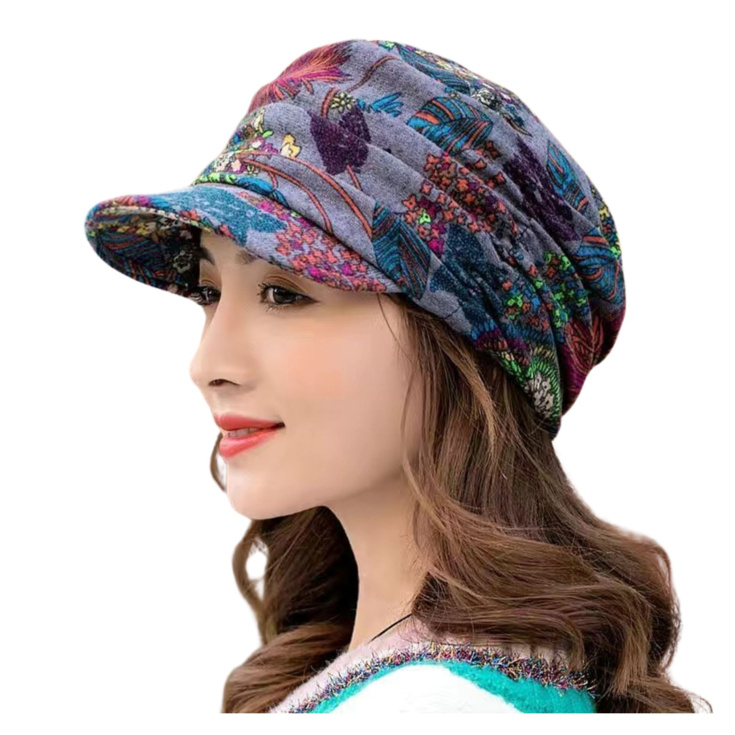 Floral Patterned Soft-Brim Hat