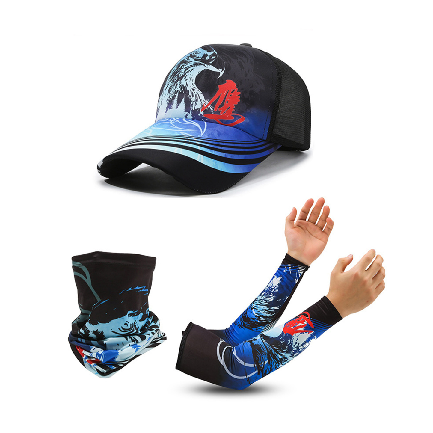 Summer sun protection ice silk arm,neck & head guard