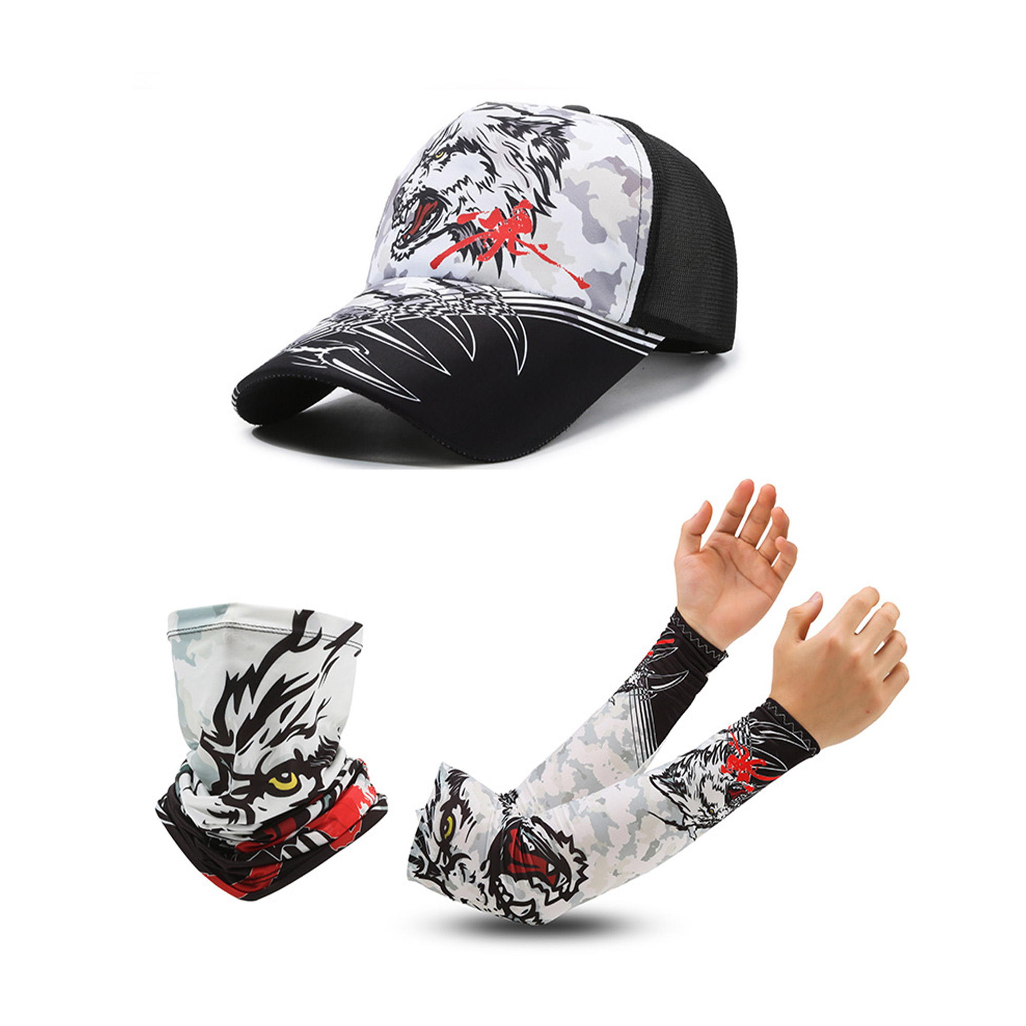 Summer sun protection ice silk arm,neck & head guard