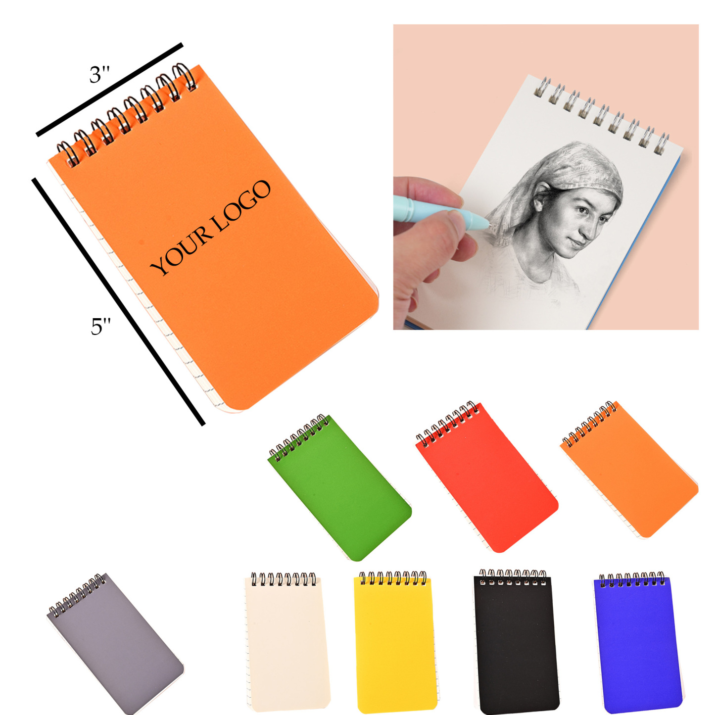 Compact Spiral Notebook in A7 Size   3" x 5"